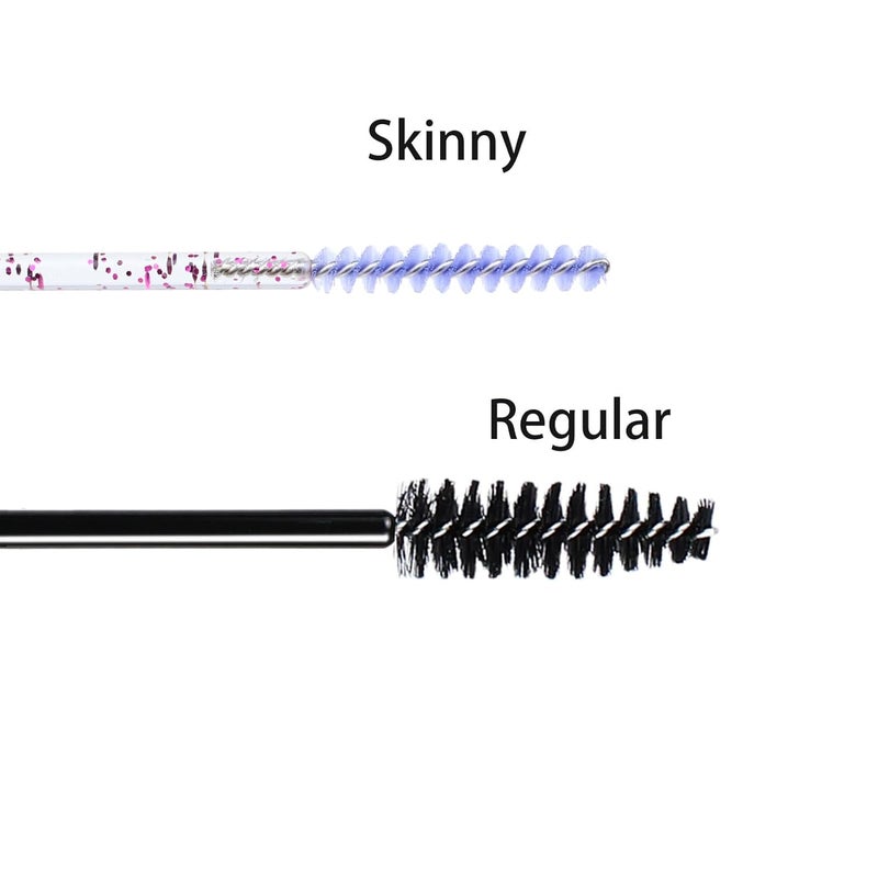 SenRocc Mini Disposable Skinny Mascara Wands 50pcs Micro Eyelash Brush Small Purple Makeup Brush Applicators Eyebrow Spoolies (Skinny-C-Purple-50) - Image 2